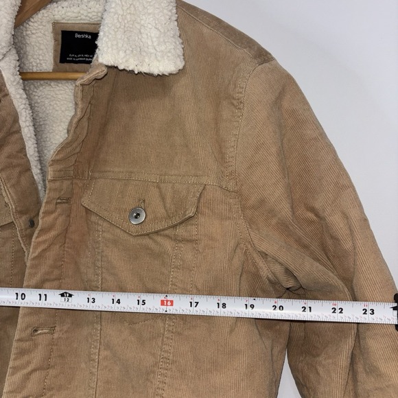 Bershka Women's Corduroy Trucker Jacket Pink Size M Sherpa Lined - Picture 7 of 9